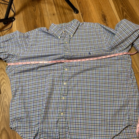 Ralph Lauren men’s long sleeve blue plaid button down shirt size 2XB cotton logo - Picture 6 of 7
